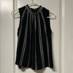 White House Black Market Geometric Black and White Blouse